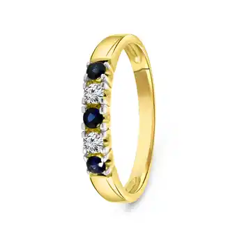 Siebel Juweliers Gouden diamanten ring met saffier 001648ads-y aanbieding