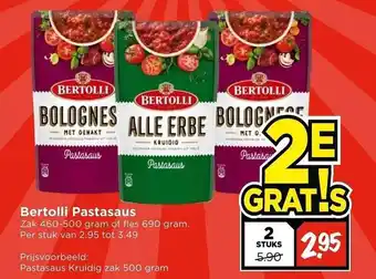 Vomar Voordeelmarkt Bertolli pastasaus aanbieding