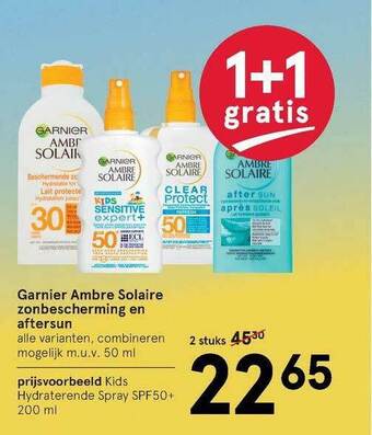 Etos Garnier Ambre Solaire Zonbescherming En Aftersun 1+1 Gratis aanbieding