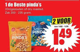 Dirk 1 De Beste Pinda's (On)gezouten Of Dry Roasted aanbieding