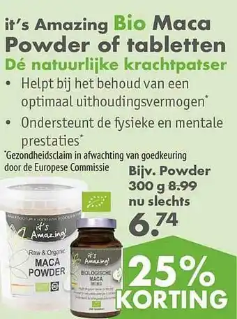 Gezond & Wel It's amazing bio maca powder of tabletten aanbieding