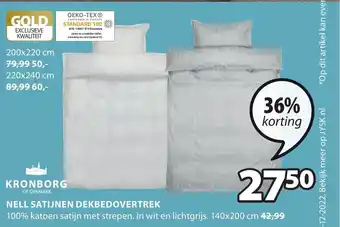 Jysk Kronborg nell satijnen dekbedovertrek 140x200cm aanbieding