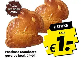 Boni Paashaas roomboter- gevulde koek OP=OP! aanbieding