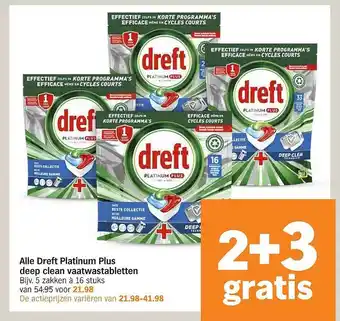 Albert Heijn Alle dreft platinum plus deep clean vaatwastabletten aanbieding