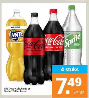 Albert Heijn Alle coca-cola, fanta en sprite 1.5 literflessen aanbieding