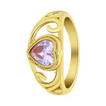 Lucardi Stalen goldplated vintage ring met paarse hart aanbieding