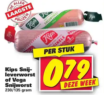 Nettorama Kips Snijleverworst of Vega Snijworst 230/135 gram aanbieding