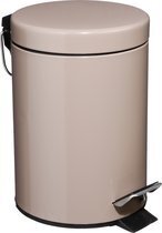 Bol.com 5five - prullenbak/pedaalemmer taupe metaal 3 liter - 17 x 25 cm - voor badkamer en toilet aanbieding
