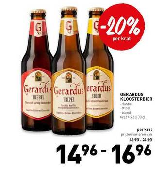 De Kweker Gerardus Kloosterbier Dubbel, Tripel Of Blond aanbieding