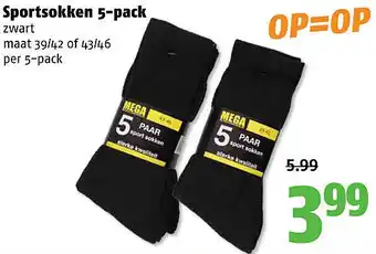 Poiesz Sportsokken 5-pack maat 39/42 of 43/46 aanbieding