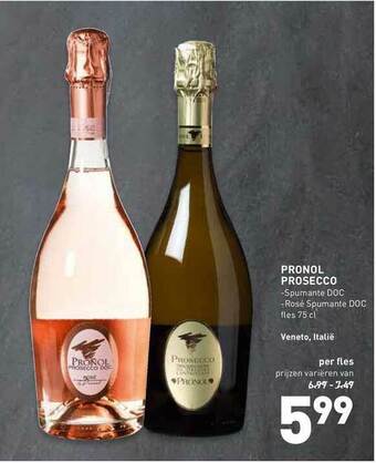 De Kweker Pronol Prosecco Spumante DOC Of Rosé Spumante DOC aanbieding