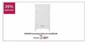 Karwei Woood boerenkast gijs wit 142x85x38 cm aanbieding