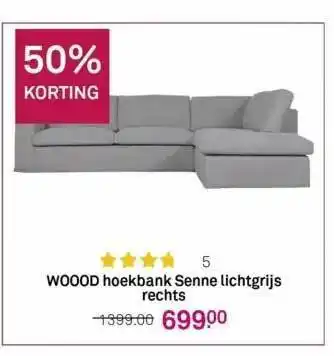 Karwei Woood hoekbank senne lichtgrijs rechts aanbieding