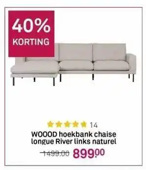 Karwei Woood hoekbank chaise longue river links naturel aanbieding