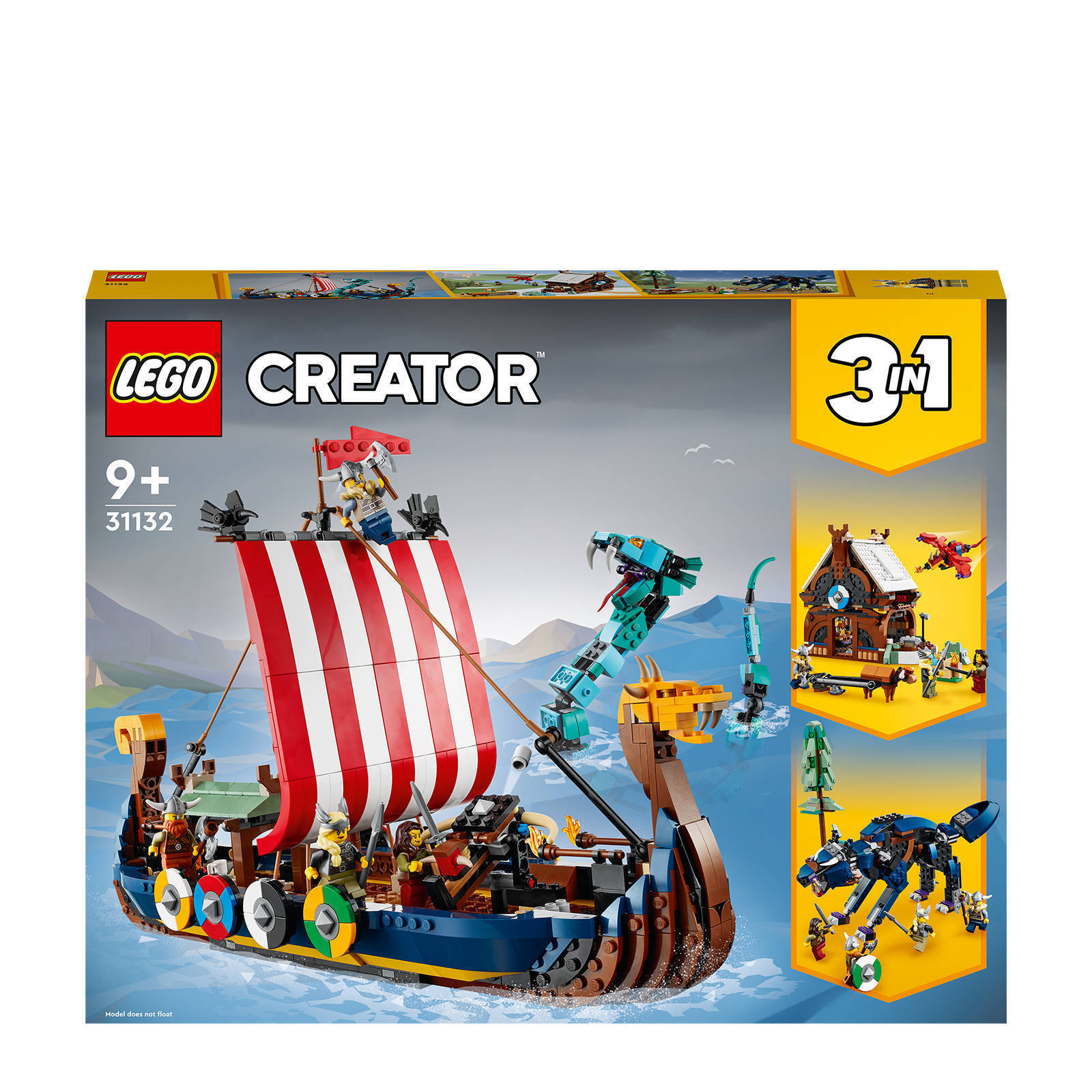 Lego creator vikingschip en de midgaardslang 31132 aanbieding bij Wehkamp