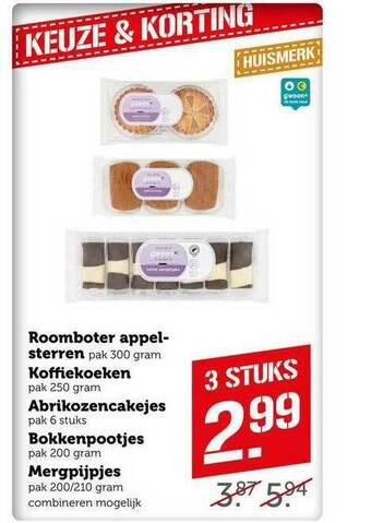 CoopCompact Roomboter Appelsterren, Koffiekoeken, Abrikozencakejes, Bokkenpootjes Of Mergpijpjes aanbieding