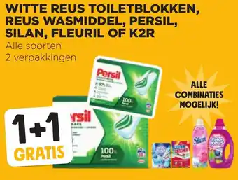 Jumbo Witte reus toiletblokken, reus wasmiddel, persil, silan, fleuril of K2R aanbieding