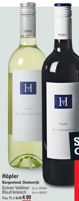 Sligro Hopler gruner veltliner blaufrankisch 75cl aanbieding