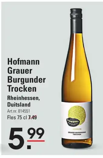 Sligro Hofmann grauer burgunder trocken 75cl aanbieding