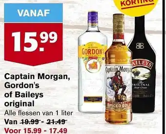 Hoogvliet Captain morgan, gordon's of baileys original aanbieding