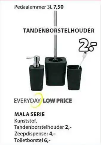 Jysk Mala serie : tandenborstelhouder, zeepdispenser of toiletborstel aanbieding