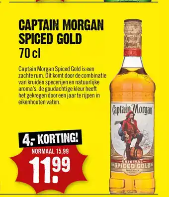 Dirck 3 Captain Morgan Spiced Gold 70 cl aanbieding