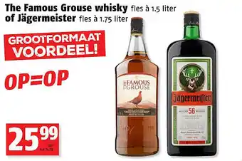 Poiesz The Famous Grouse whisky of Jägermeister 1.75 liter aanbieding