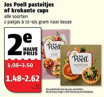 Poiesz Jos Poell pasteitjes of krokante cups 72-125 gram aanbieding