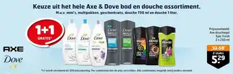 Trekpleister Axe & dove bad en douche assortiment aanbieding