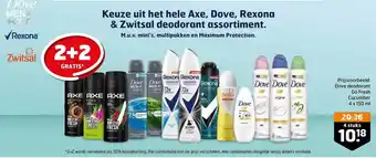 Trekpleister Axe, dove, rexona & zwitsal deodorant assortiment aanbieding