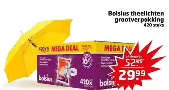 Trekpleister Bolsius theelichten grootverpakking 420 stuks aanbieding