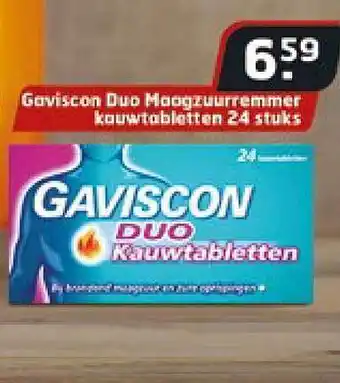 Trekpleister Gaviscon duo maagzuurremmer kauwtabletten 24 stuks aanbieding