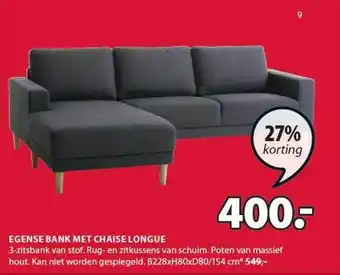 Jysk Egense bank met chaise longue aanbieding