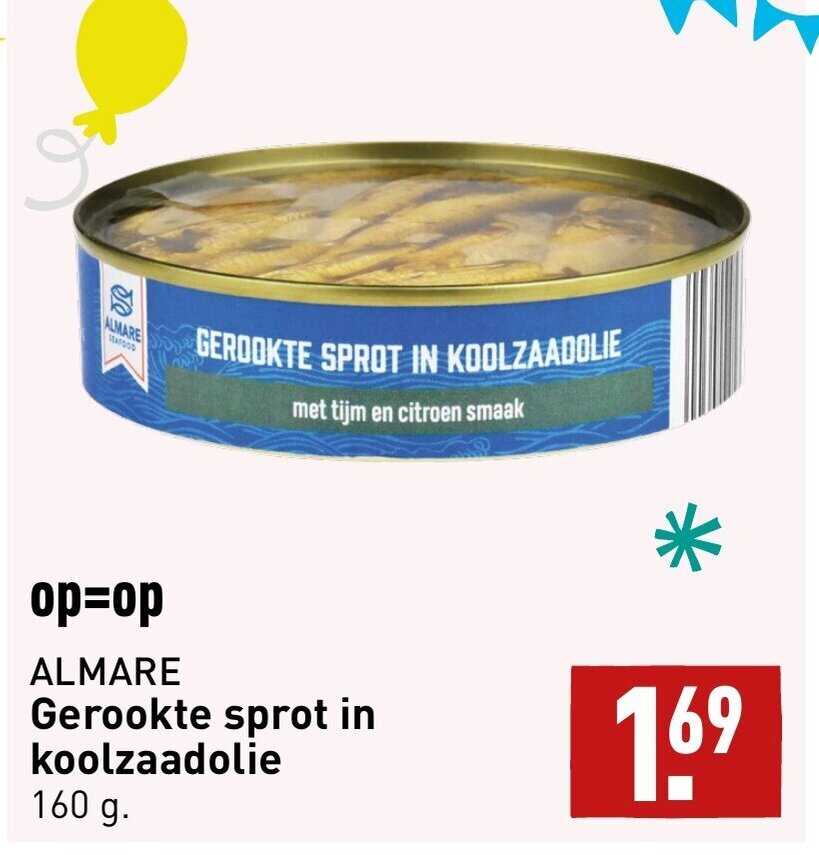 Almare gerookte sprot in koolzaadolie 160g aanbieding bij ALDI