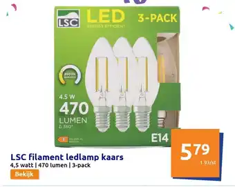 Action LSC filament ledlamp kaars aanbieding