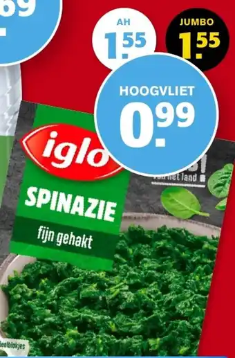 Hoogvliet Iglo spinazie aanbieding