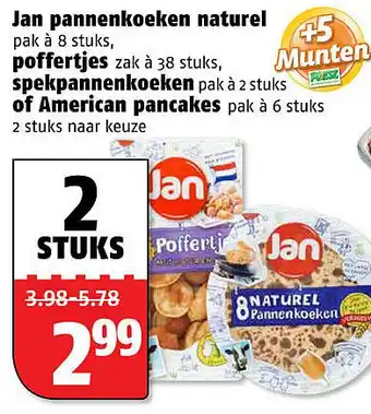 Poiesz Jan pannenkoeken naturel, poffertjes, spekpannenkoeken of American pancakes aanbieding