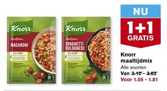 Hoogvliet Knorr maaltijdmix 1+1 gratis aanbieding