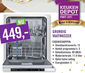 Keukendepot Grundig vaatwasser aanbieding