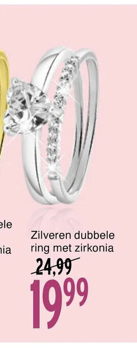 Lucardi Zilveren dubbele ring met zirkonia aanbieding