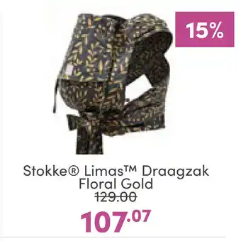 Baby & Tiener Stokke limas draagzak floral gold aanbieding