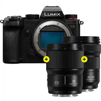 Kamera Express Panasonic lumix dc s5 body + lumix 20-60mm f/3.5-5.6 + lumix s 35mm f/1.8 aanbieding