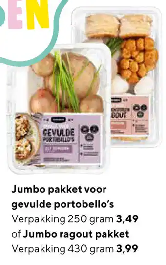 Jumbo Jumbo Pakket voor gevulde portobello's 250g of Ragout pakket 430g aanbieding