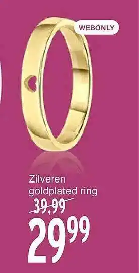 Lucardi Zilveren goldplated ring aanbieding