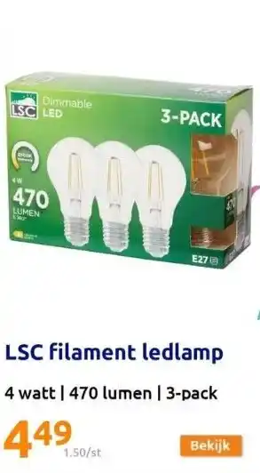 Action Lsc filament ledlamp aanbieding