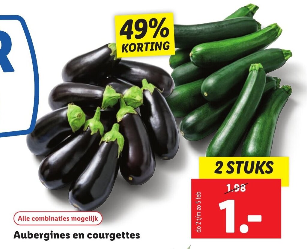 Aubergines en courgettes 2 stuks aanbieding bij Lidl