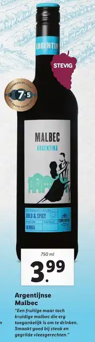 Lidl Argentijnse malbec 750ml aanbieding