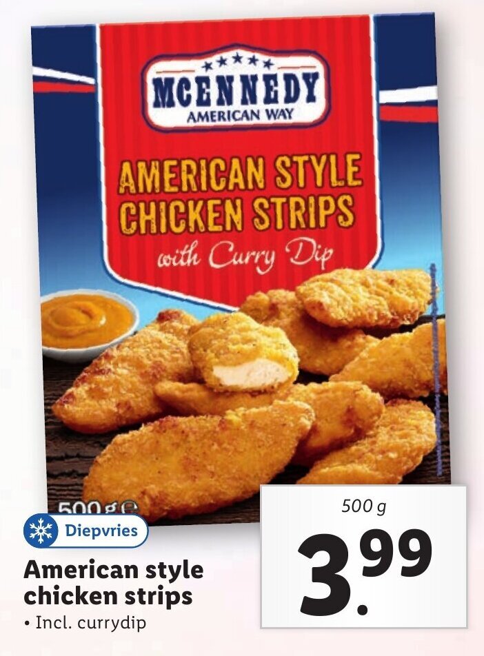American style chicken strips 500g aanbieding bij Lidl