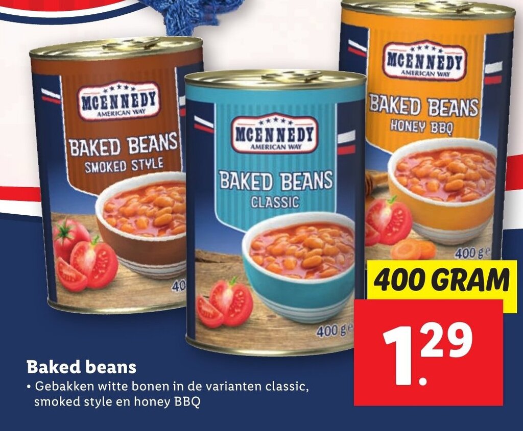 Baked beans 400g aanbieding bij Lidl