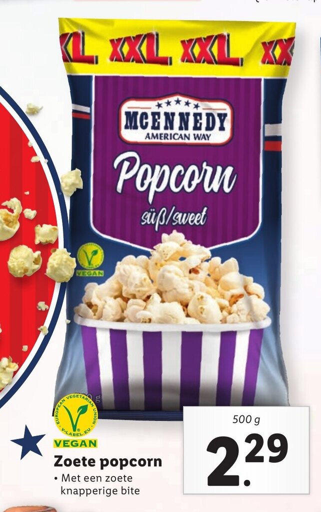 Zoete popcorn 500g aanbieding bij Lidl